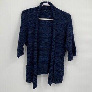 Gap Kids Open Front 3/4 Sleeve Knit Cardigan Sweater Marled Blue Black Size L 10